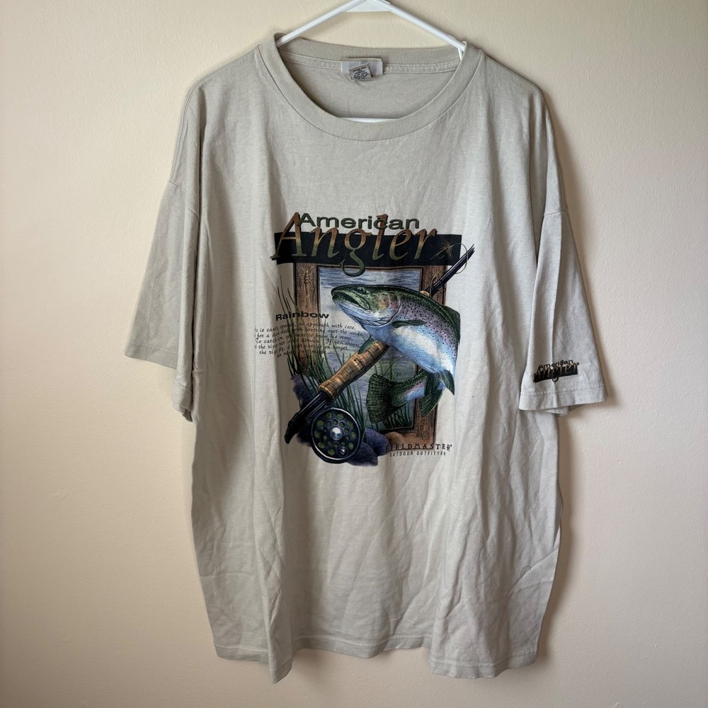 Vintage Fieldmaster T-Shirt Men XXL American Angler Rainbow Trout Fishing 90s